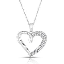 NATALIA DRAKE 1/4 Cttw Double Row Diamond Heart Necklace for Women in Rhodium Plated Sterling Silver (Color H-I/Clarity I1-I2)