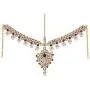 I Jewels Indian Wedding Traditional Gold Plated Kundan Ethnic Bridal Jewelry Set with Earrings, Nose Ring, Mathapatti & Haath Panja for Women
