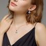 BAMOER 18K Rose Gold Plated Cubic Zirconia Snowflake Lever Back Earrings Necklace Set for Women CZ Jewelry Set
