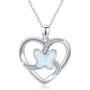 Waysles Butterfly Necklaces for Women, Butterfly Crystal Opal Necklace with Premium Birthstone, Silver-Tone, 18”+2” Chain