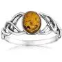 Amber Sterling Silver Oval Celtic Knots Ring