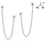 Rare Double Ball Pierced Chain .925 Sterling Silver Earrings