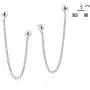 Rare Double Ball Pierced Chain .925 Sterling Silver Earrings Rare Double Ball Pierced Chain .925 Sterling Silver Earrings
