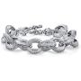 Bling Jewelry Fashion Statement Chunky Texture Large Oval Interlocking Link Chain Matt Silver Or Gold Plated Bracelet for Women Toggle Clasp Closure