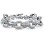 Bling Jewelry Fashion Statement Chunky Texture Large Oval Interlocking Link Chain Matt Silver Or Gold Plated Bracelet for Women Toggle Clasp Closure Bling Jewelry Fashion Statement Chunky Texture Large Oval Interlocking Link Chain Matt Silver Or Gold Plated Bracelet for Women Toggle Clasp Closure