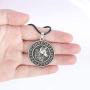 HAQUIL Viking Jewelry Viking Runes Coin Wolf Pendant Leather Cord Necklace for Men and Women, 19.7''