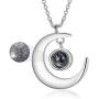 SOULMEET Sterling Silver Moon Necklace with I Love You in 100 Languages Projection Jewelry Gifts for Girlfriend Wife Mom Daughter Sister