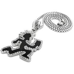 GWOOD Juggalo with Cleaver Pendant Box Link Necklace Silver Color with Red Enamel