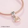 Pandora Jewelry Mother and Daughter Heart Split Dangle Pandora Rose and Sterling Silver Charm