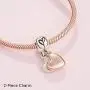 Pandora Jewelry Mother and Daughter Heart Split Dangle Pandora Rose and Sterling Silver Charm Pandora Jewelry Mother and Daughter Heart Split Dangle Pandora Rose and Sterling Silver Charm