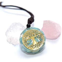 Orgone Pendant Necklace Round Tree of Life Chakra Healing Crystals Stones Necklace Healing Jewelry Men Women