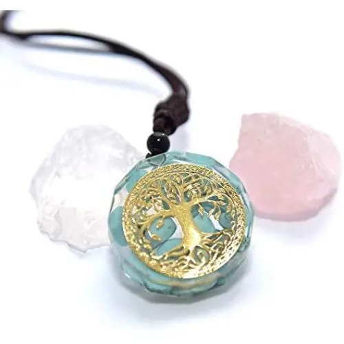 Orgone Pendant Necklace Round Tree of Life Chakra Healing Crystals Stones Necklace Healing Jewelry Men Women Orgone Pendant Necklace Round Tree of Life Chakra Healing Crystals Stones Necklace Healing Jewelry Men Women