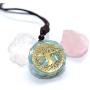 Orgone Pendant Necklace Round Tree of Life Chakra Healing Crystals Stones Necklace Healing Jewelry Men Women