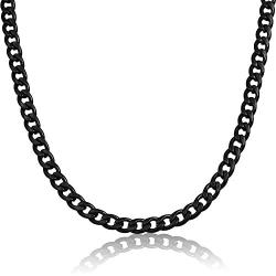 18'' 20'' 24'' 30'' 36'' Inch Mens Stainless Steel Solid Black Color 6mm Flat Classic Cuban Curb Necklace Chain Link Jewelry