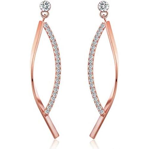 SBLING 18K Rose Gold Plated Cubic Zirconia Drop Earrings (1.5 cttw)
