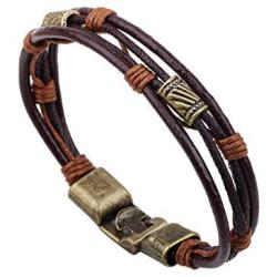 Leather Bracelet For Women Men , Braided Genuine Bangle Charm Mens Vintage Wrist Band Brown Rope Bracelets Fashion Jewelry