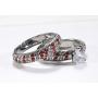 ringheart 2 Rings Couple Rings White Gold Filled Heart Cut Cz Red Rhinestone Womens Wedding Ring Sets Stainless Steel Man Ring Band