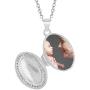 In Season Jewelry 925 Sterling Silver Cubic Zirconia Oval Photo Locket for Girls Necklace 16''