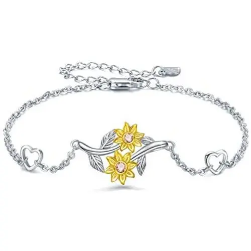 Sunflower Bracelet Jewelry Gifts for Women Friends Sister 925 Sterling Silver Sunflower Sunshine Wrist Link Bracelet for Birthday Christmas Mother’s Day Valentines Sunflower Bracelet Jewelry Gifts for Women Friends Sister 925 Sterling Silver Sunflower Sunshine Wrist Link Bracelet for Birthday Christmas Mother’s Day Valentines