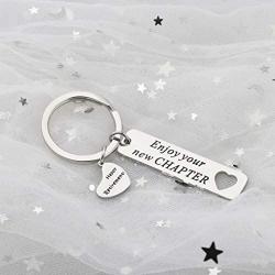 BAUNA Retirement Keychain Enjoy Your New Chapter Retirement Key Ring for Coworker Leaving Retired Gifts