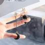 Saturn Moon Asymmetric Long Dangle Earrings Fashion Rhinestone Star Crescent Moon Drop Earrings for Women Girls