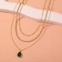 Eseres Girls Layered Necklace Teardrop Pendant Rhinestone Chokers