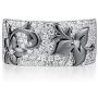 Santuzza Black Flower Ring 925 Sterling Silver Sparkling White Cubic Zirconia Statement Rings Jewelry for Women