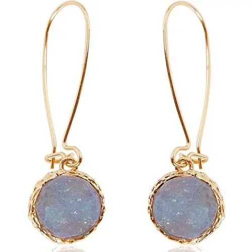 Humble Chic Simulated Druzy Threaders - Boho Glitter Upside-Down Long Hoop Dangle Drop Earrings for Women - Bohemian Created Geode Stone Sparkly Pendants Humble Chic Simulated Druzy Threaders - Boho Glitter Upside-Down Long Hoop Dangle Drop Earrings for Women - Bohemian Created Geode Stone Sparkly Pendants