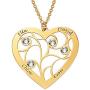 MyNameNecklace Personalized Custom Family Branch Tree Heart Necklace Made with Swarovski Crystals- Mother Day Jewelry Gift