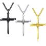 3PCS Fashion Jewelry Polished Stainless Steel Nail Cross Pendant-Chain Necklace Christian Jewelry Church Baptism Gift Cross Pendant Necklaces for Men Women (Gold Silver Black)