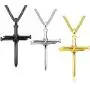 3PCS Fashion Jewelry Polished Stainless Steel Nail Cross Pendant-Chain Necklace Christian Jewelry Church Baptism Gift Cross Pendant Necklaces for Men Women (Gold Silver Black)
