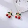 TIANHONGYAN 18K Gold Plated Fruit Cherry Earring Unique 3D Green Leaf Red Cherry Charm Tassel Dangle Drop Stud Earrings for Women Girls Jewelry Gift TIANHONGYAN 18K Gold Plated Fruit Cherry Earring Unique 3D Green Leaf Red Cherry Charm Tassel Dangle Drop Stud Earrings for Women Girls Jewelry Gift