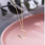 Dtja Minimalist Moon Necklace for Women Girls Kids Sterling Silver Gold Plated Tiny Small Simple Polished Thin Horn Crescent Moon Pendant Choker Necklace Adjustable Chain 18'' Cute Jewelry Gift