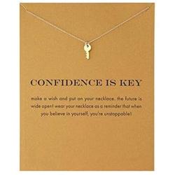 HUNO Dainty Lucky Elephant Horseshoe Clavicle Chain Key Angel Wing Hexagram Star Pendant Necklace Friendship BFF Jewelry