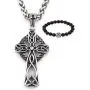Gungneer Celtic Cross Necklace Knot Pendant Stainless Steel Charm Chain Religious Infinity Jewelry Gift Men Women