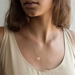 Initial Butterfly Necklace for Girls, 14K Gold Silver Rose Gold Filled Dainty Butterfly Pendant Choker Necklace Letter Initial Butterfly Necklace Personalized Butterfly Jewelry Gifts for Women Girls