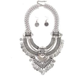 Coin Bib Metal Alloy Collors Statement Necklace For Women Big Bohemian Vintage Chunky Tassel Necklaces Punk Ethnic Style Jewelry