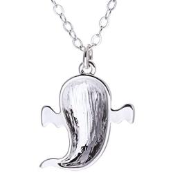SENFAI Silver Halloween Evil Spiders, Ghosts, Bats Pendant Necklace (Ghost)