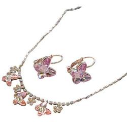 Love Prairie Swarovski Crystal Butterfly Set – Caribbean Dream Real 18k Rose Gold Plating- Perfect Valentine, Birthday, Mothers Day Gift, Includes Elegant Suede Jewelry Box and Gift Card