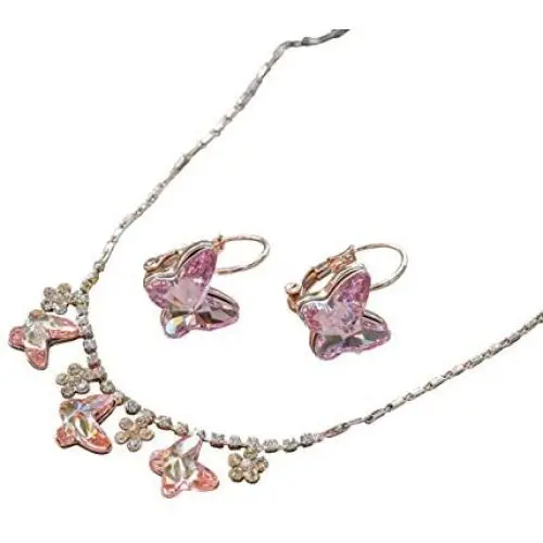 Love Prairie Swarovski Crystal Butterfly Set – Caribbean Dream Real 18k Rose Gold Plating- Perfect Valentine, Birthday, Mothers Day Gift, Includes Elegant Suede Jewelry Box and Gift Card Love Prairie Swarovski Crystal Butterfly Set – Caribbean Dream Real 18k Rose Gold Plating- Perfect Valentine, Birthday, Mothers Day Gift, Includes Elegant Suede Jewelry Box and Gift Card