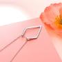 S925 Sterling Silver Jewelry Open Rhombus Pendant Ring Holder Necklace Wedding Engagement Anniversary Infinity Love Gift for Her, Wife, Girlfriend, Fiancee