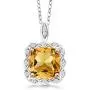 Gem Stone King 925 Sterling Silver Yellow Citrine Pendant Necklace 3.17 Cttw Cushion Cut Gemstone Birthstone with 18 Inch Silver Chain Gem Stone King 925 Sterling Silver Yellow Citrine Pendant Necklace 3.17 Cttw Cushion Cut Gemstone Birthstone with 18 Inch Silver Chain