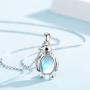 CHENGHONG Penguin Gifts for Women 925 Sterling Silver Penguin Moonstone Necklace Cute Animal Pendant Moonstone Jewellery for Girls