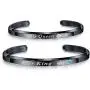 Cupimatch 2pcs CZ His Queen Her King Couple Bracelets Set,Titanium Stainless Steel His and Hers Love Crown Matching Cuff Bangle Jewelry