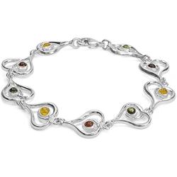 Ian and Valeri Co. Multicolor Amber Sterling Silver Heart Link Bracelet 17cm