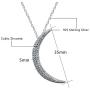 AoedeJ 14K White Gold Crescent Moon Necklace for Women Girls Sterling Silver CZ Dainty Moon Pendant Necklace