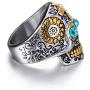 Elfasio Mens Stainless Steel Ring Skull Gothic Cross Red Blue Green Eye Silver Gold Biker Jewelry