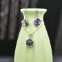Colorful Cubic Swarovski Crystal Pendant Necklace Earrings for Women 14K Gold Plated Hypoallergenic Jewelry Set Colorful Cubic Swarovski Crystal Pendant Necklace Earrings for Women 14K Gold Plated Hypoallergenic Jewelry Set