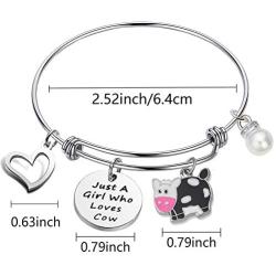 TongXin Funny Cow Jewelry for Women Just a Girls Who Loves Cow Bracelet Cow Themed Farm Gifts Cow Lover Gifts for Girls