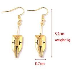 JoJo Bizarre Adventure Rohan Earrings - Gold Pen Nib Drop Anime Earrings - For JoJo Fans